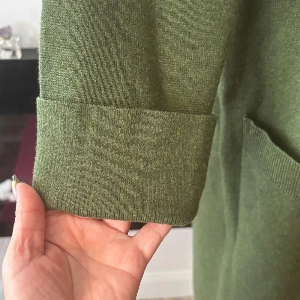 J. Crew Olive Knit Sweater open front long cardigan, S